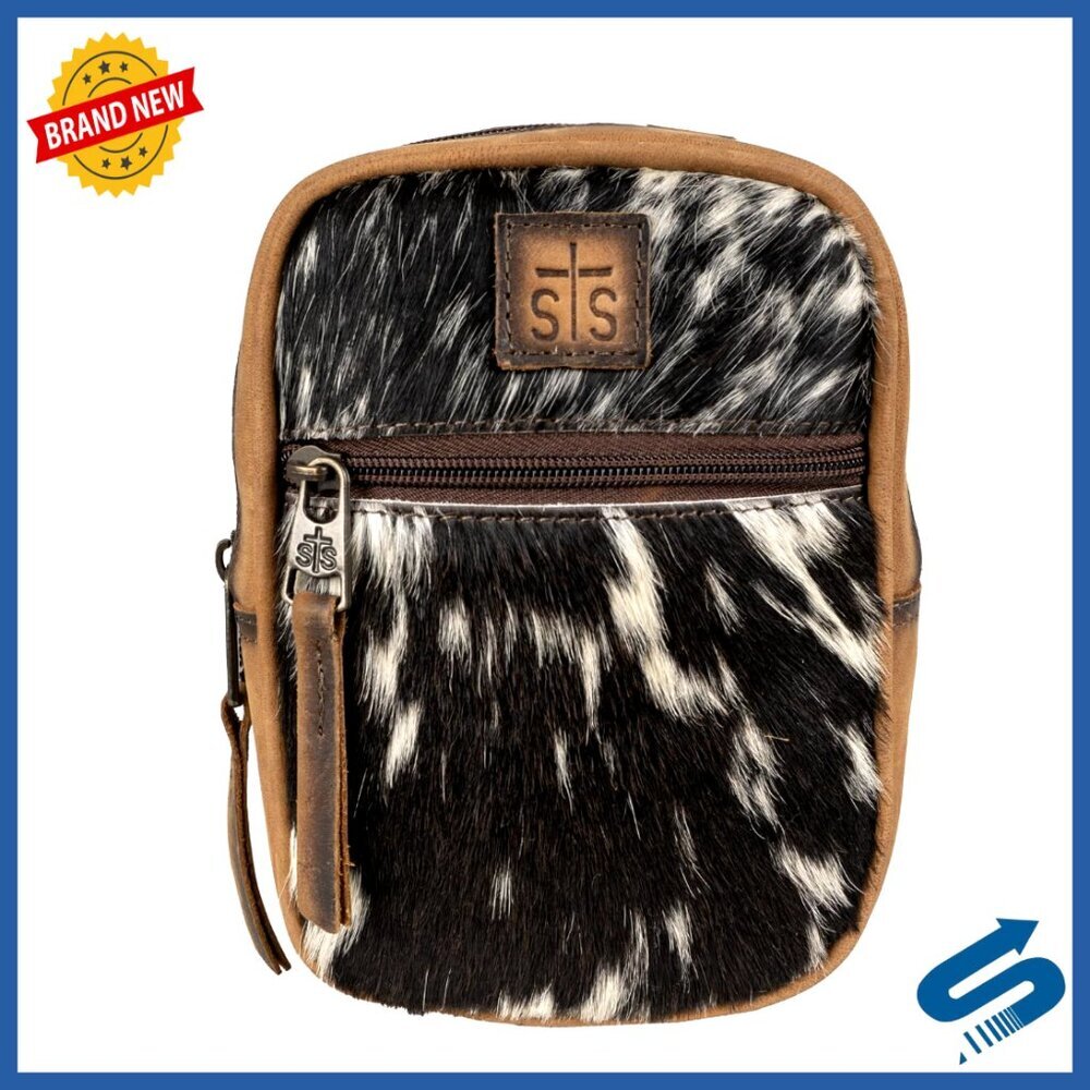Genuine Leather Crossbody Bag with Multiple Pockets and Card Slots